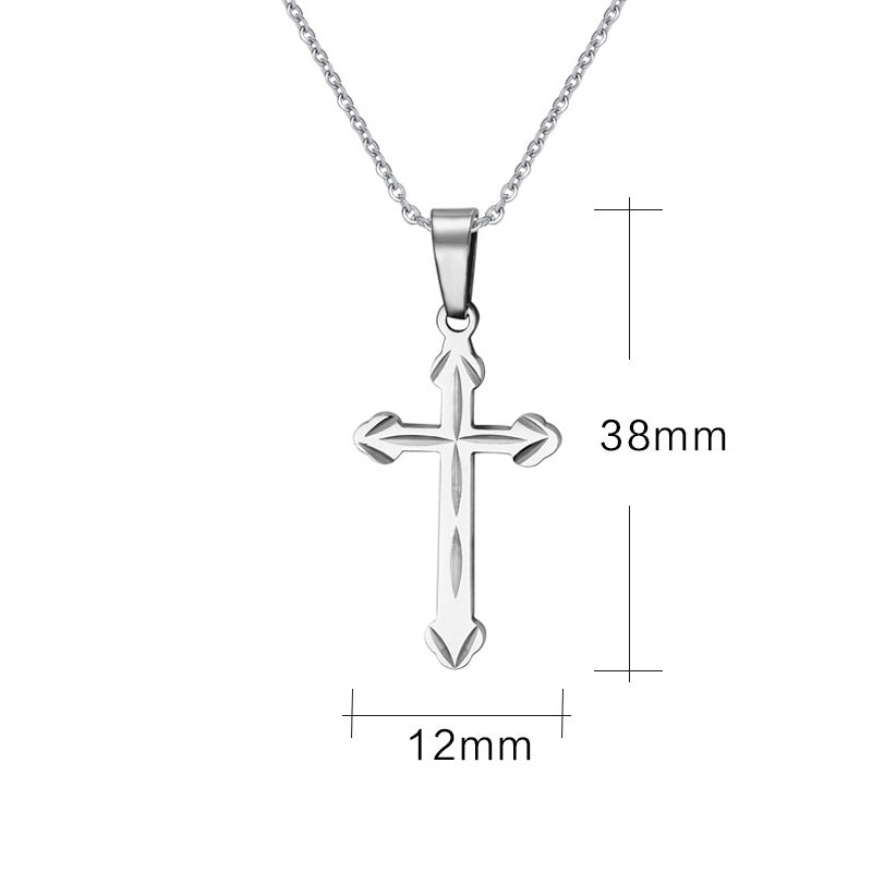 Titanium Steel Men's Cross Pendant Necklace