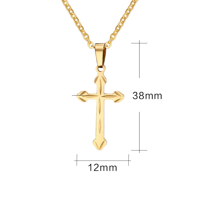 Titanium Steel Men's Cross Pendant Necklace