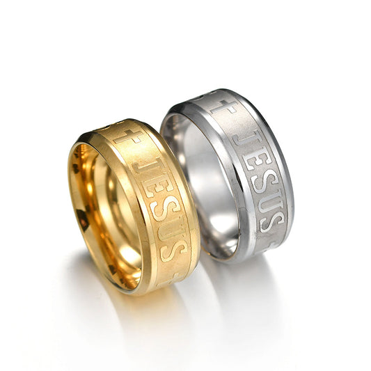 Jesus Cross Titanium Steel Ring