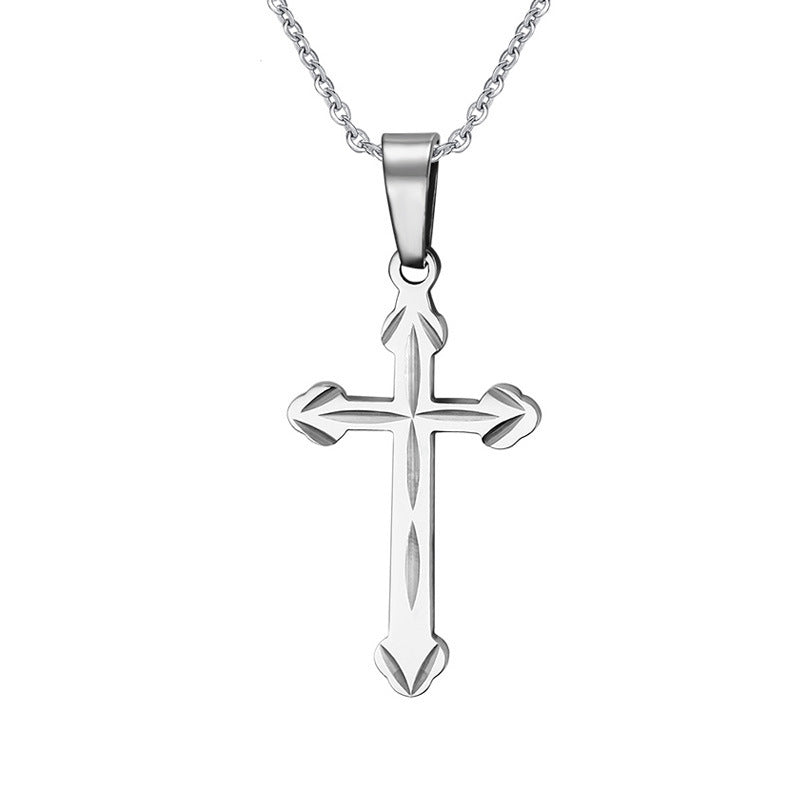 Titanium Steel Men's Cross Pendant Necklace